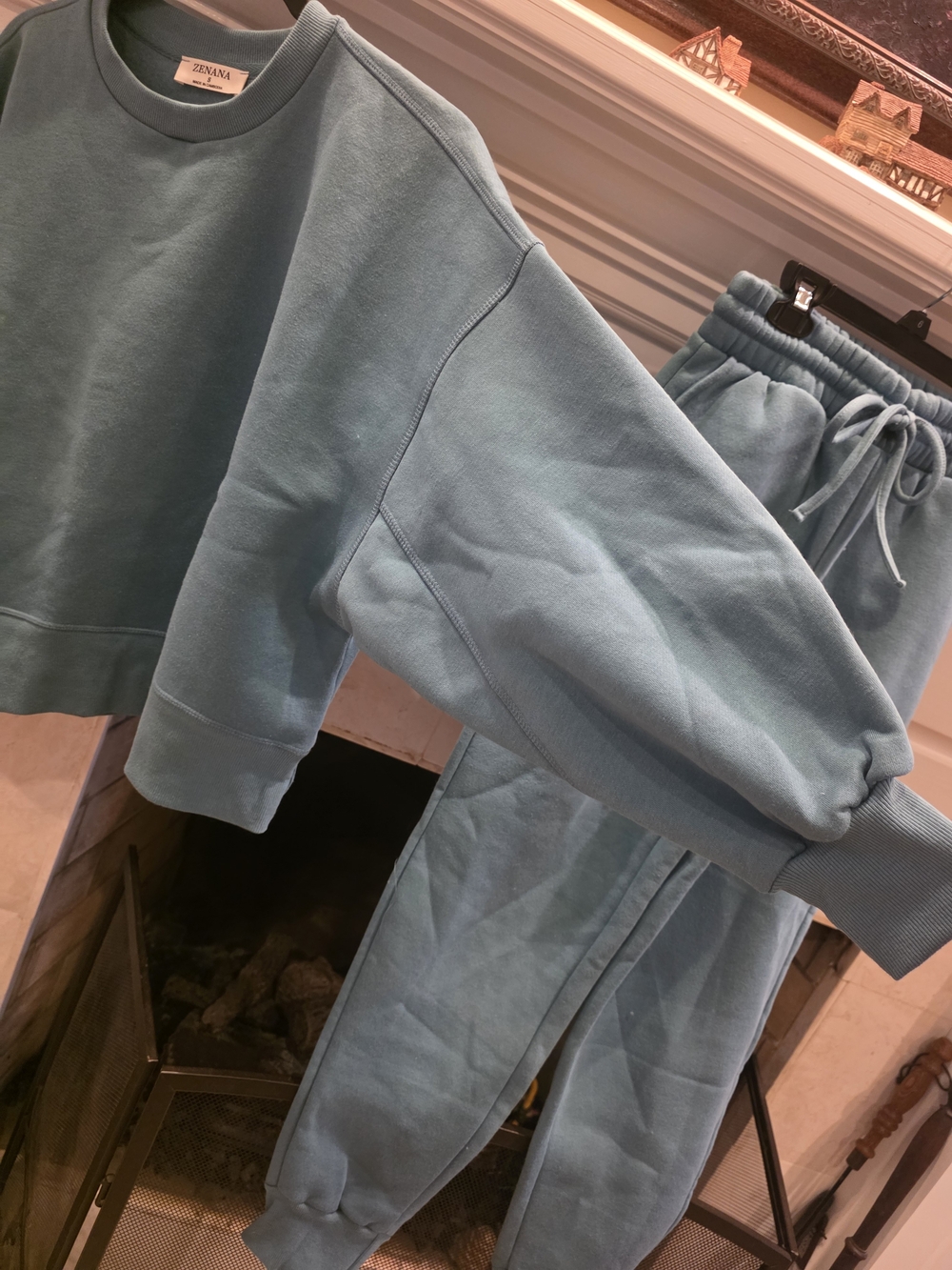 Zenana Outfitters Teal/slate Blue Cozy Sweatshirt & Joggers Set - Picture 4 of 7